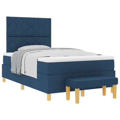 Postel S Boxspringem S Polštářem Modrá 190 X 120 Cm Textil