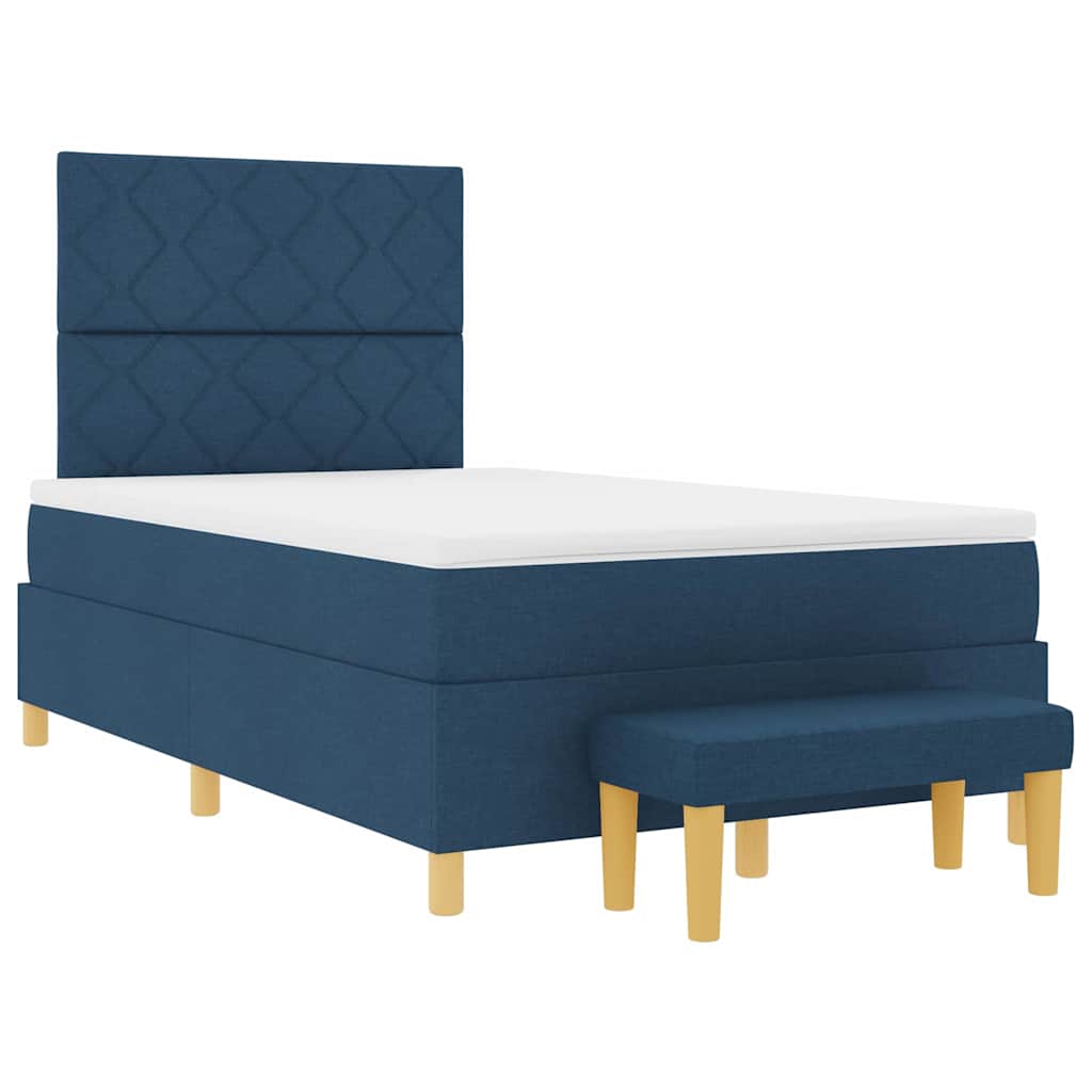 Postel S Boxspringem S Polštářem Modrá 190 X 120 Cm Textil