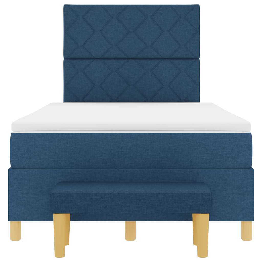Postel S Boxspringem S Polštářem Modrá 190 X 120 Cm Textil