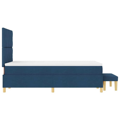 Postel S Boxspringem S Polštářem Modrá 190 X 120 Cm Textil