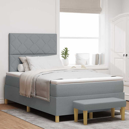 Postel S Boxspringem S Čelo Světle Šedá 200 X 120 Cm Textil