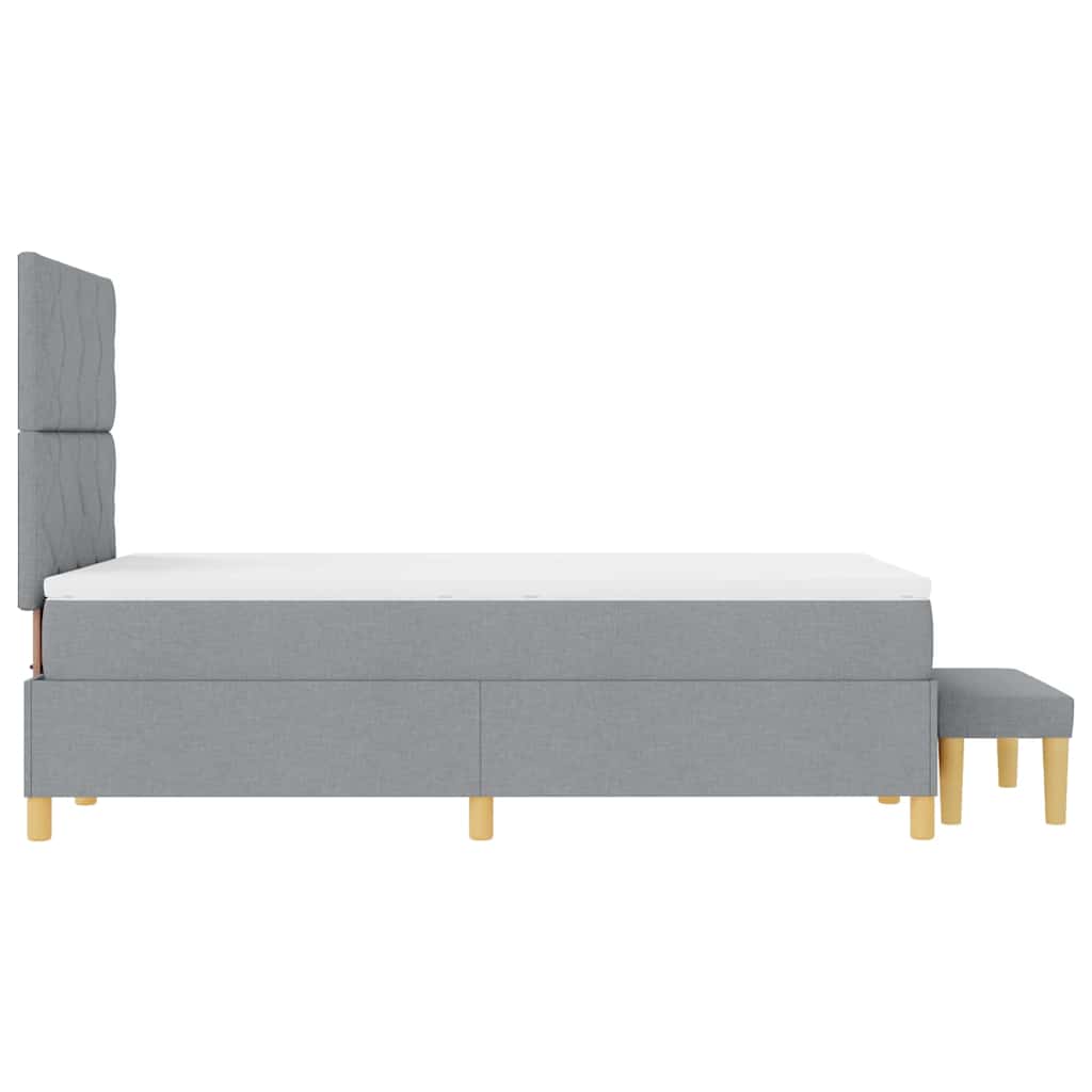 Postel S Boxspringem S Čelo Světle Šedá 200 X 120 Cm Textil