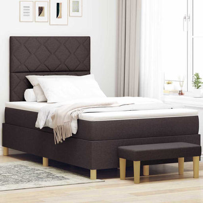 Postel S Boxspringem S Čelo Tmavě Hnědá 200 X 120 Cm Textil