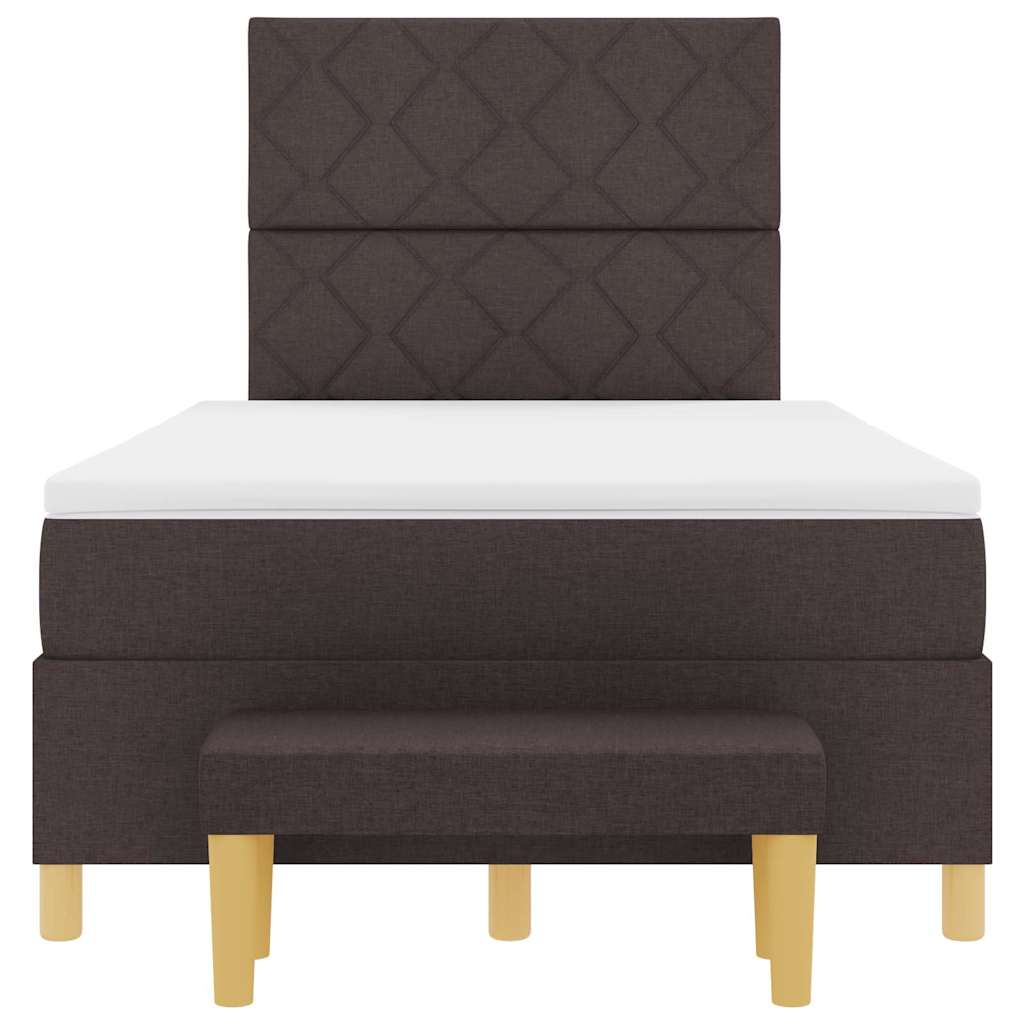 Postel S Boxspringem S Čelo Tmavě Hnědá 200 X 120 Cm Textil