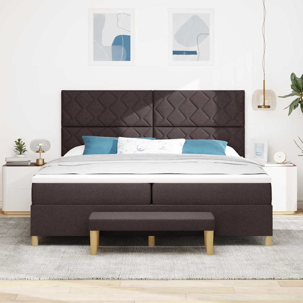 Postel S Boxspringem S Čelo Tmavě Hnědá 200 X 200 Cm Textil