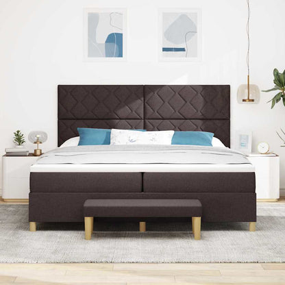 Postel S Boxspringem S Čelo Tmavě Hnědá 200 X 200 Cm Textil
