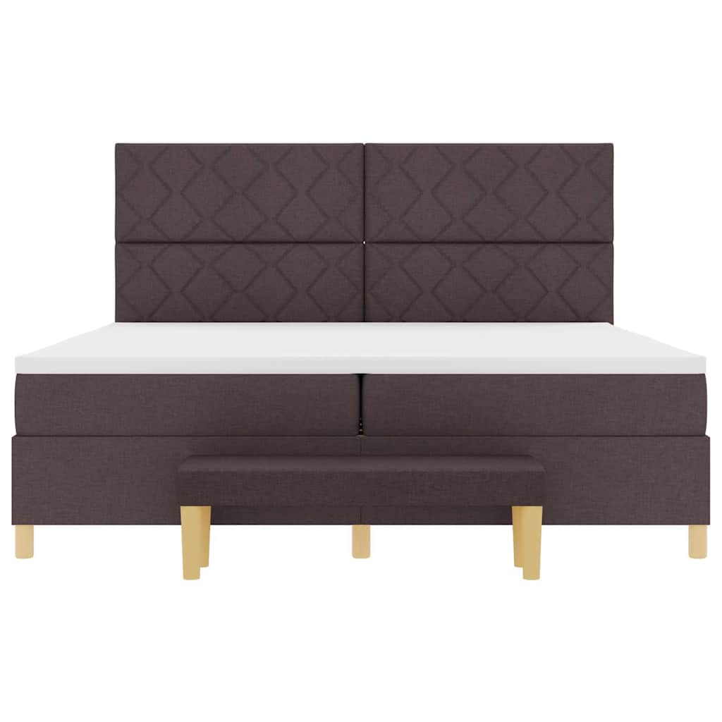 Postel S Boxspringem S Čelo Tmavě Hnědá 200 X 200 Cm Textil