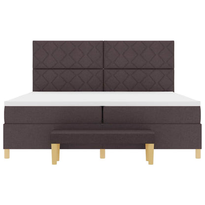 Postel S Boxspringem S Čelo Tmavě Hnědá 200 X 200 Cm Textil