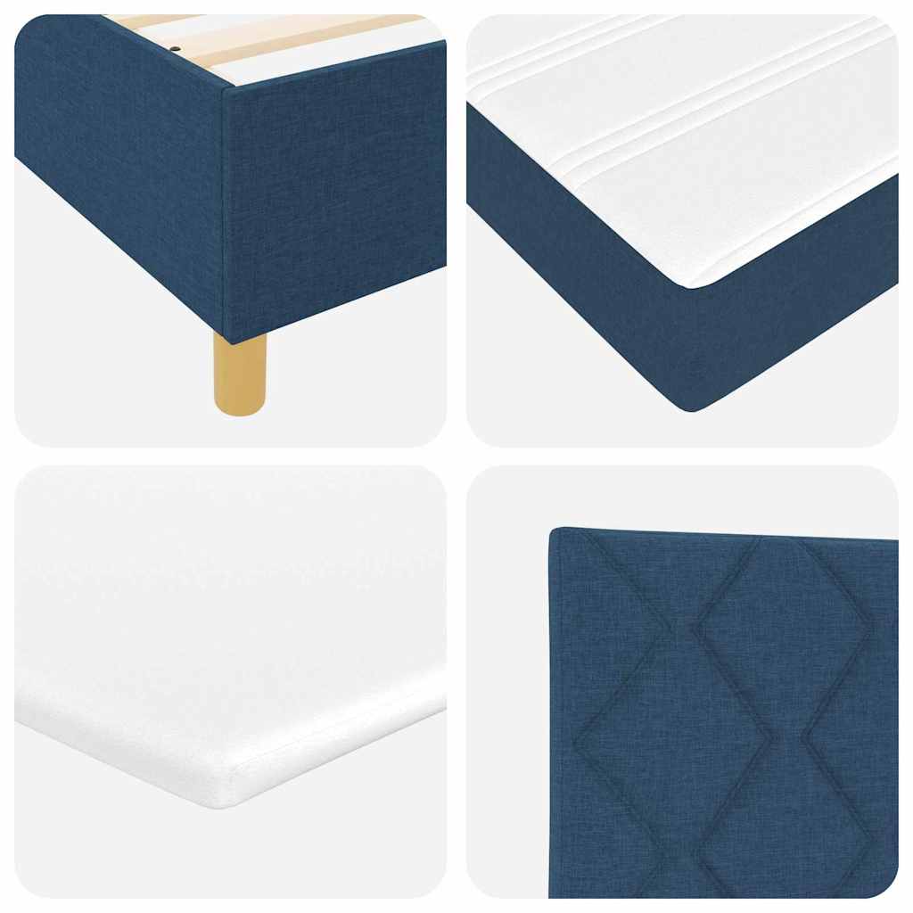 Postel S Boxspringem S Čelo Modrá 200 X 200 Cm Textil