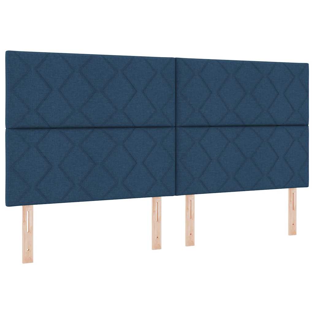 Postel S Boxspringem S Čelo Modrá 200 X 200 Cm Textil