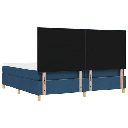 Postel S Boxspringem S Čelo Modrá 200 X 200 Cm Textil