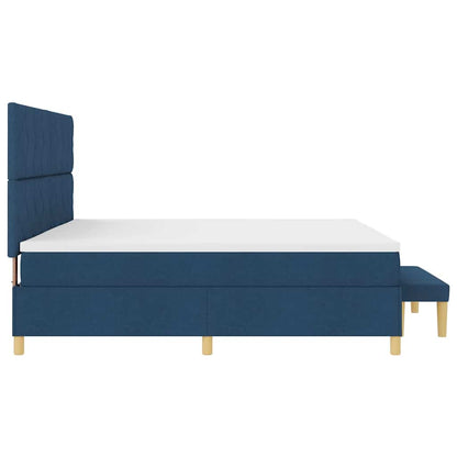 Postel S Boxspringem S Čelo Modrá 200 X 200 Cm Textil