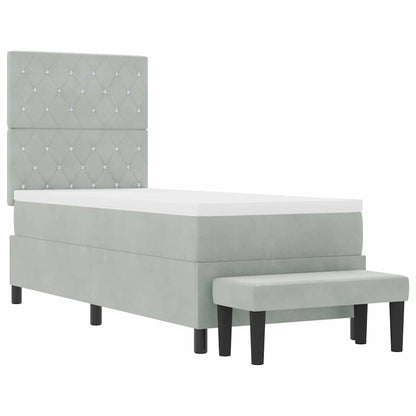Postel S Boxspringem S Polštářem Světle Šedá 200 X 80 Cm Samet