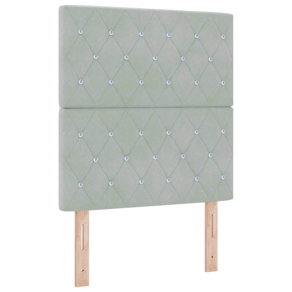 Postel S Boxspringem S Polštářem Světle Šedá 200 X 80 Cm Samet