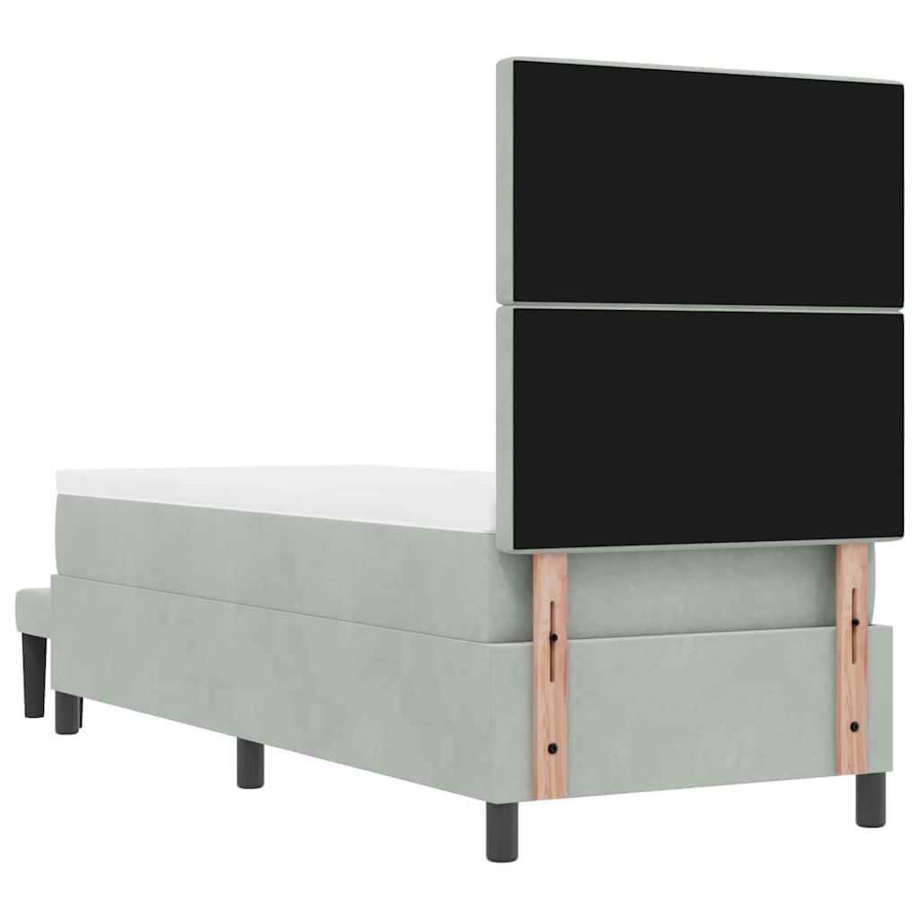 Postel S Boxspringem S Polštářem Světle Šedá 200 X 80 Cm Samet