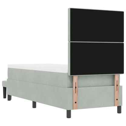 Postel S Boxspringem S Polštářem Světle Šedá 200 X 80 Cm Samet