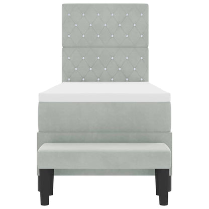 Postel S Boxspringem S Polštářem Světle Šedá 200 X 80 Cm Samet