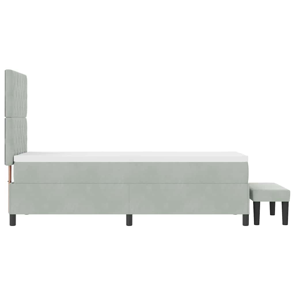 Postel S Boxspringem S Polštářem Světle Šedá 200 X 80 Cm Samet