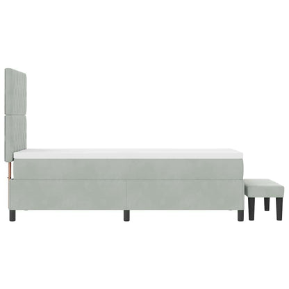 Postel S Boxspringem S Polštářem Světle Šedá 200 X 80 Cm Samet