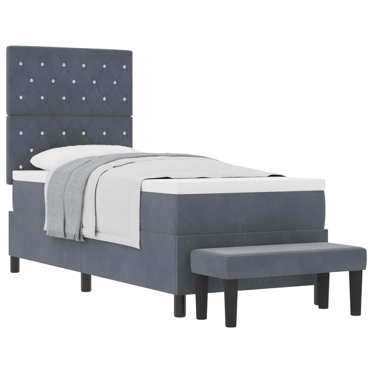 Postel S Boxspringem S Čelo Tmavě Šedá 200 X 80 Cm Samet