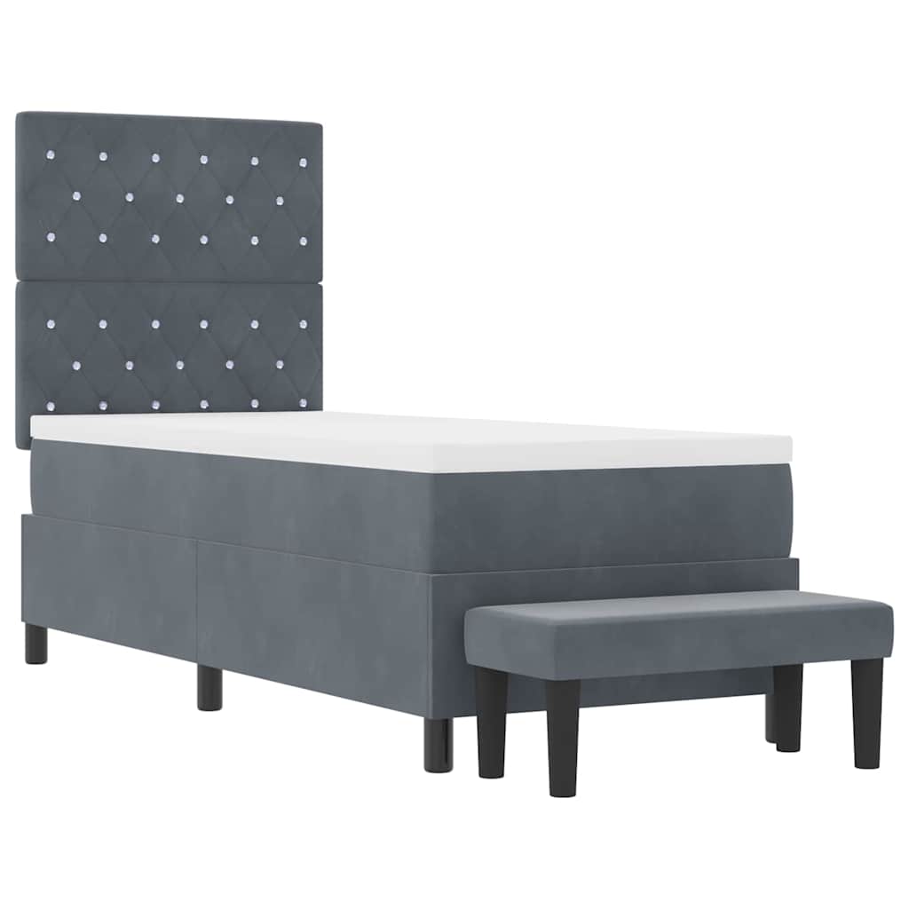 Postel S Boxspringem S Čelo Tmavě Šedá 200 X 80 Cm Samet