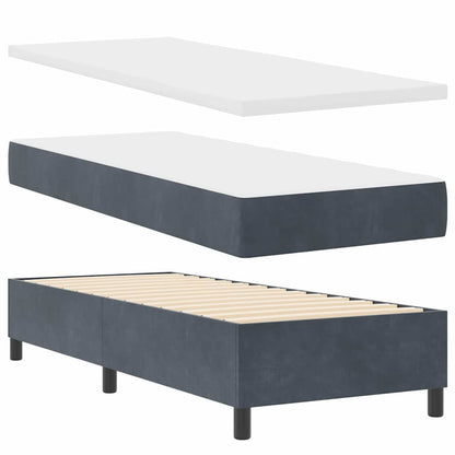 Postel S Boxspringem S Čelo Tmavě Šedá 200 X 80 Cm Samet