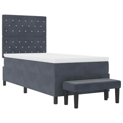 Postel S Boxspringem S Čelo Tmavě Šedá 190 X 90 Cm Samet