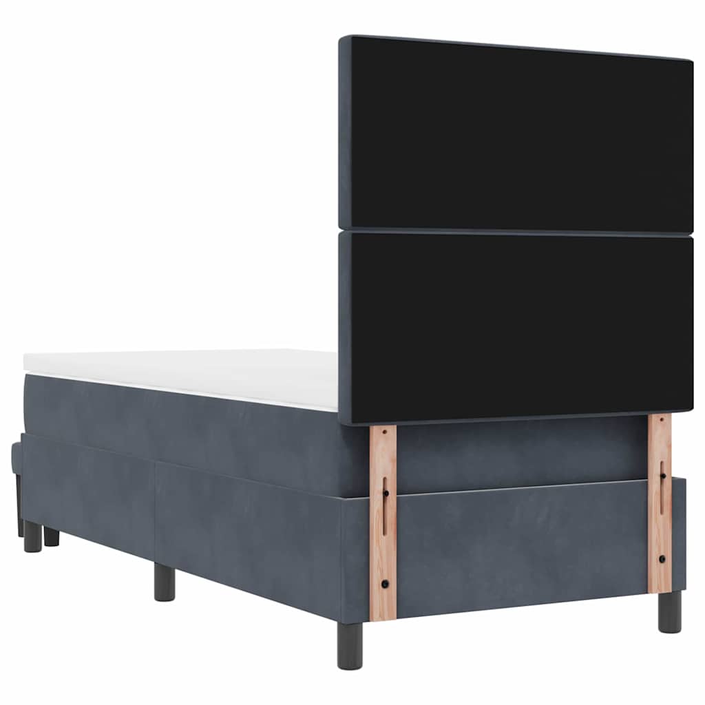 Postel S Boxspringem S Čelo Tmavě Šedá 190 X 90 Cm Samet