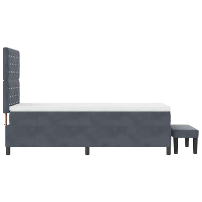Postel S Boxspringem S Čelo Tmavě Šedá 190 X 90 Cm Samet