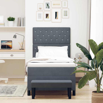 Postel S Boxspringem S Čelo Tmavě Šedá 200 X 90 Cm Samet