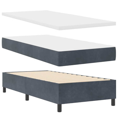 Postel S Boxspringem S Čelo Tmavě Šedá 200 X 90 Cm Samet