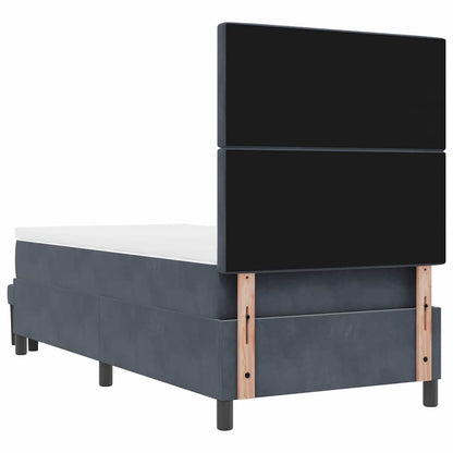 Postel S Boxspringem S Čelo Tmavě Šedá 200 X 90 Cm Samet