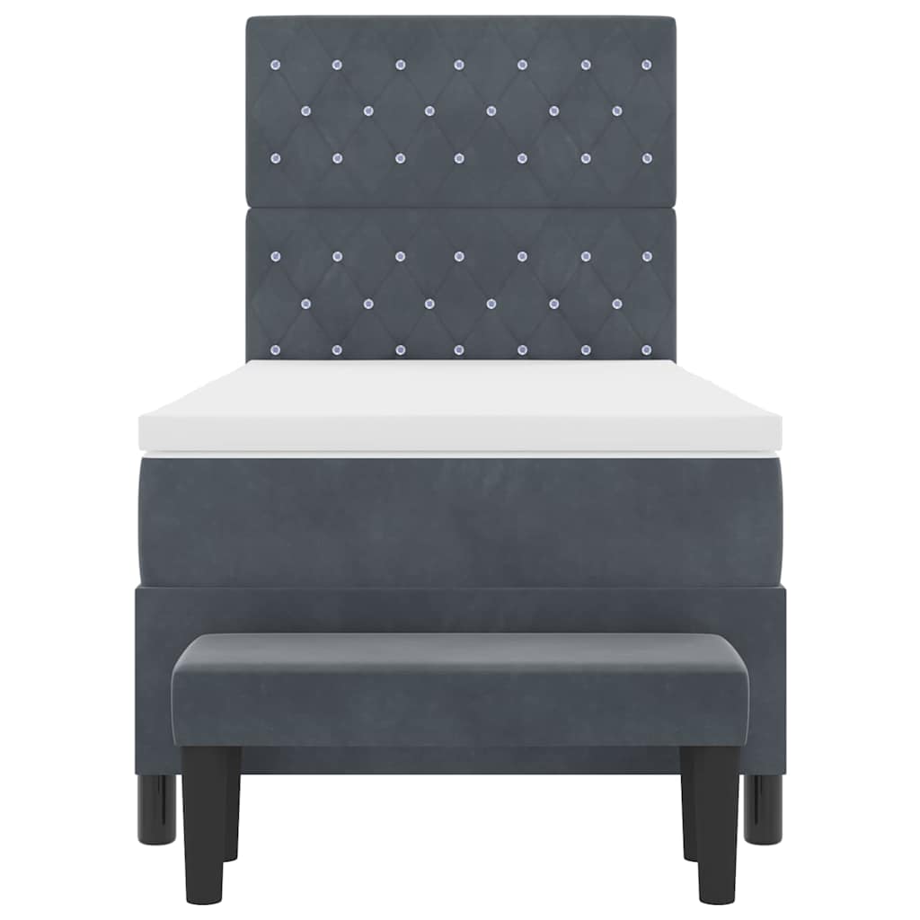 Postel S Boxspringem S Čelo Tmavě Šedá 200 X 90 Cm Samet