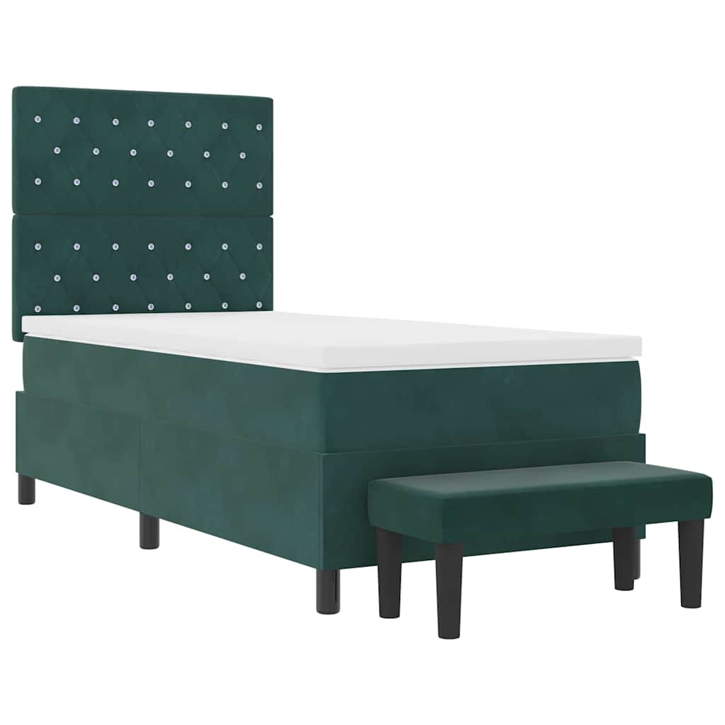 Postel S Boxspringem S Čelo Tmavě Zelená 200 X 100 Cm Samet