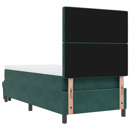 Postel S Boxspringem S Čelo Tmavě Zelená 200 X 100 Cm Samet