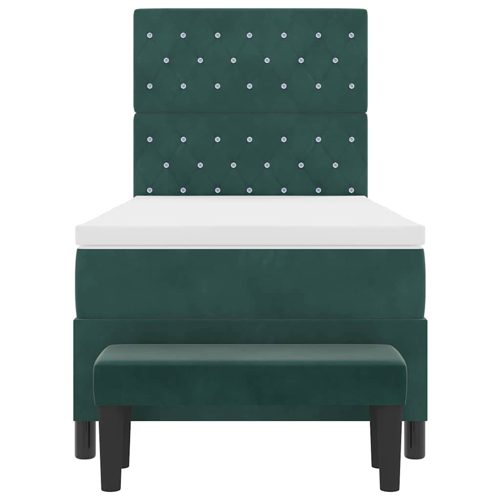 Postel S Boxspringem S Čelo Tmavě Zelená 200 X 100 Cm Samet