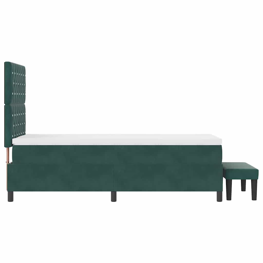 Postel S Boxspringem S Čelo Tmavě Zelená 200 X 100 Cm Samet