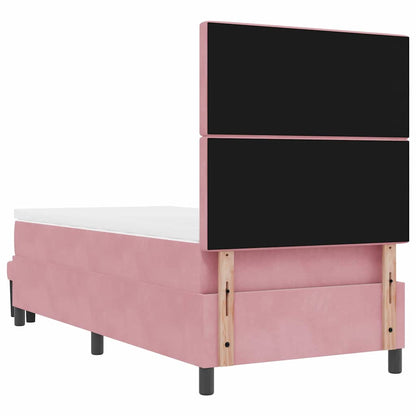 Postel S Boxspringem S Čelo Růžová 200 X 100 Cm Samet