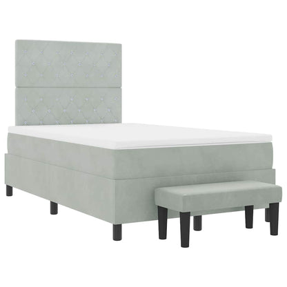 Postel S Boxspringem S Čelo Světle Šedá 190 X 120 Cm Samet