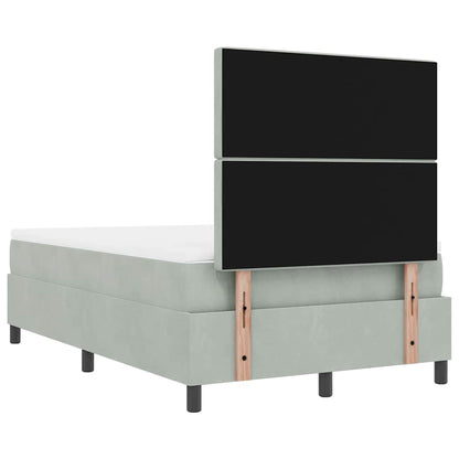 Postel S Boxspringem S Čelo Světle Šedá 190 X 120 Cm Samet
