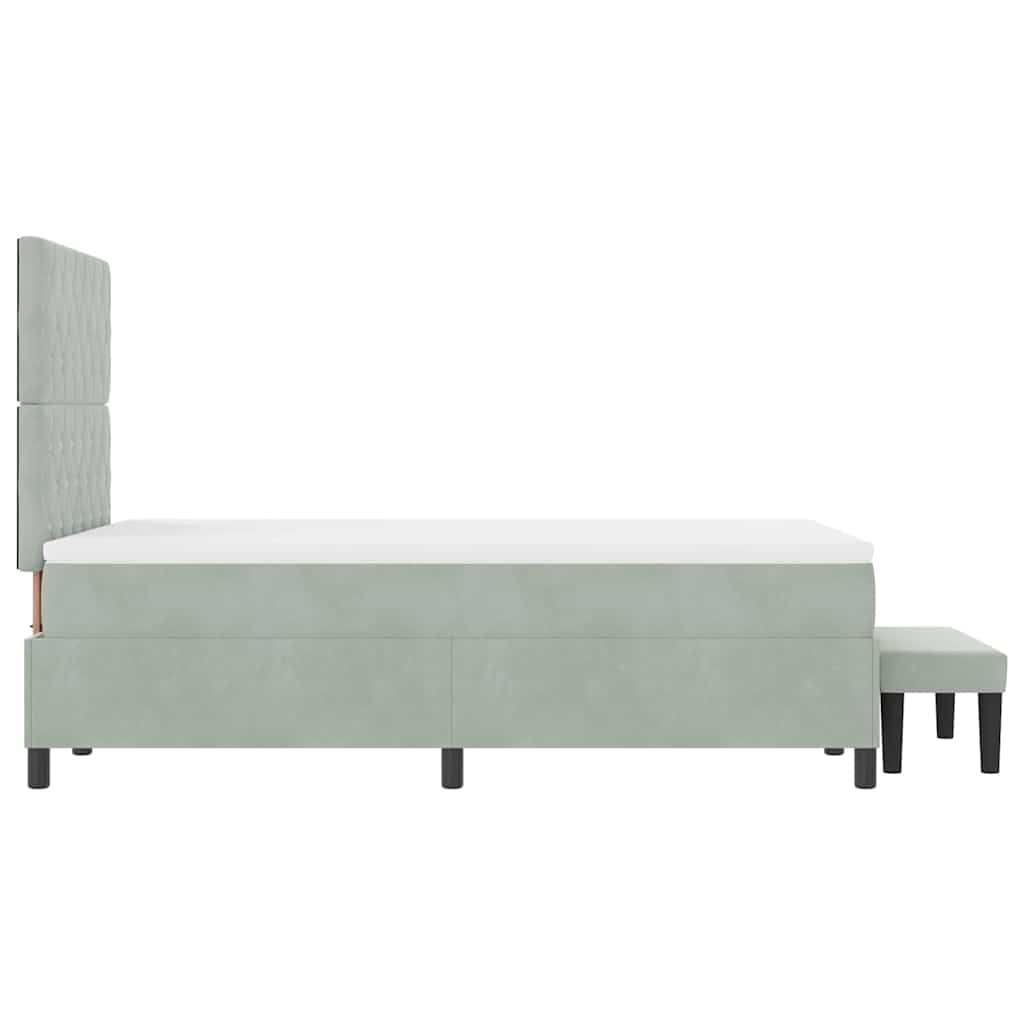 Postel S Boxspringem S Čelo Světle Šedá 190 X 120 Cm Samet