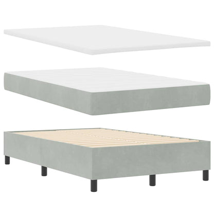 Postel S Boxspringem S Čelo Světle Šedá 200 X 120 Cm Samet