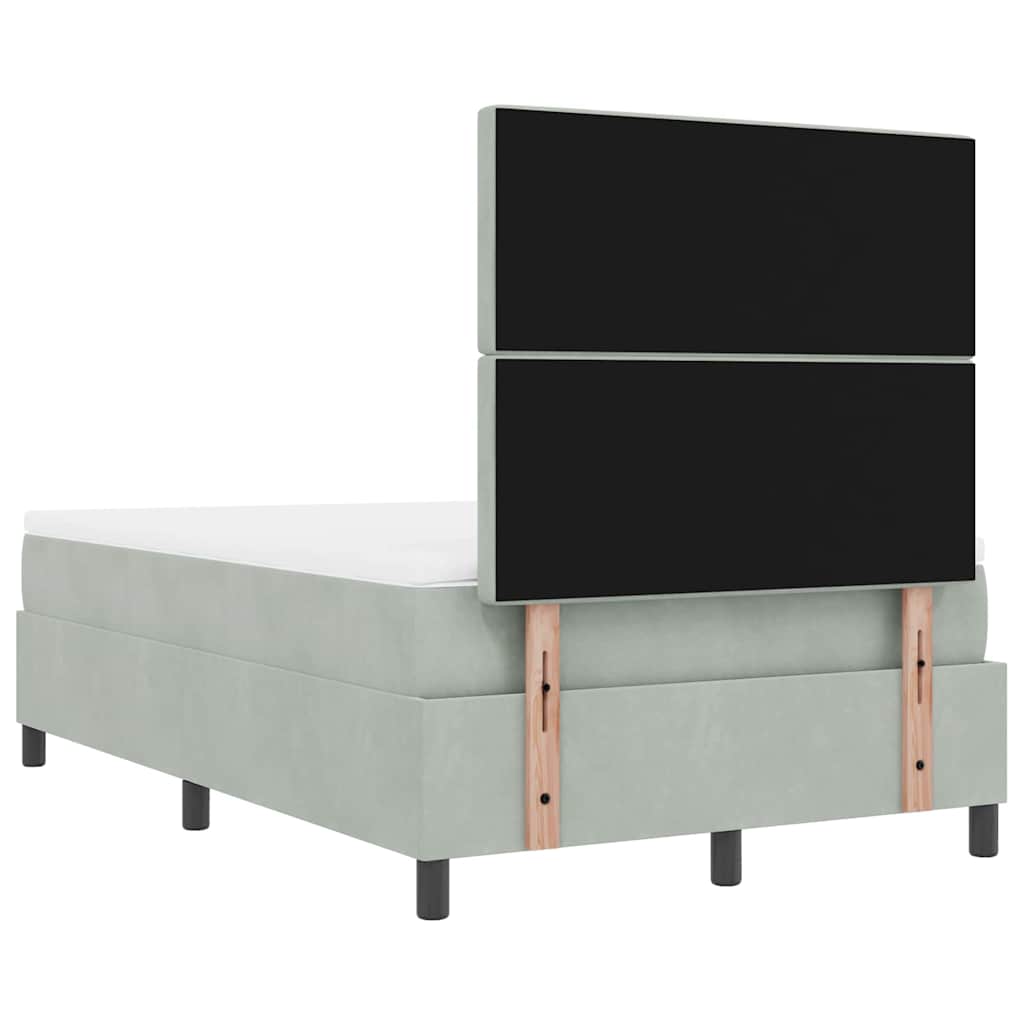 Postel S Boxspringem S Čelo Světle Šedá 200 X 120 Cm Samet