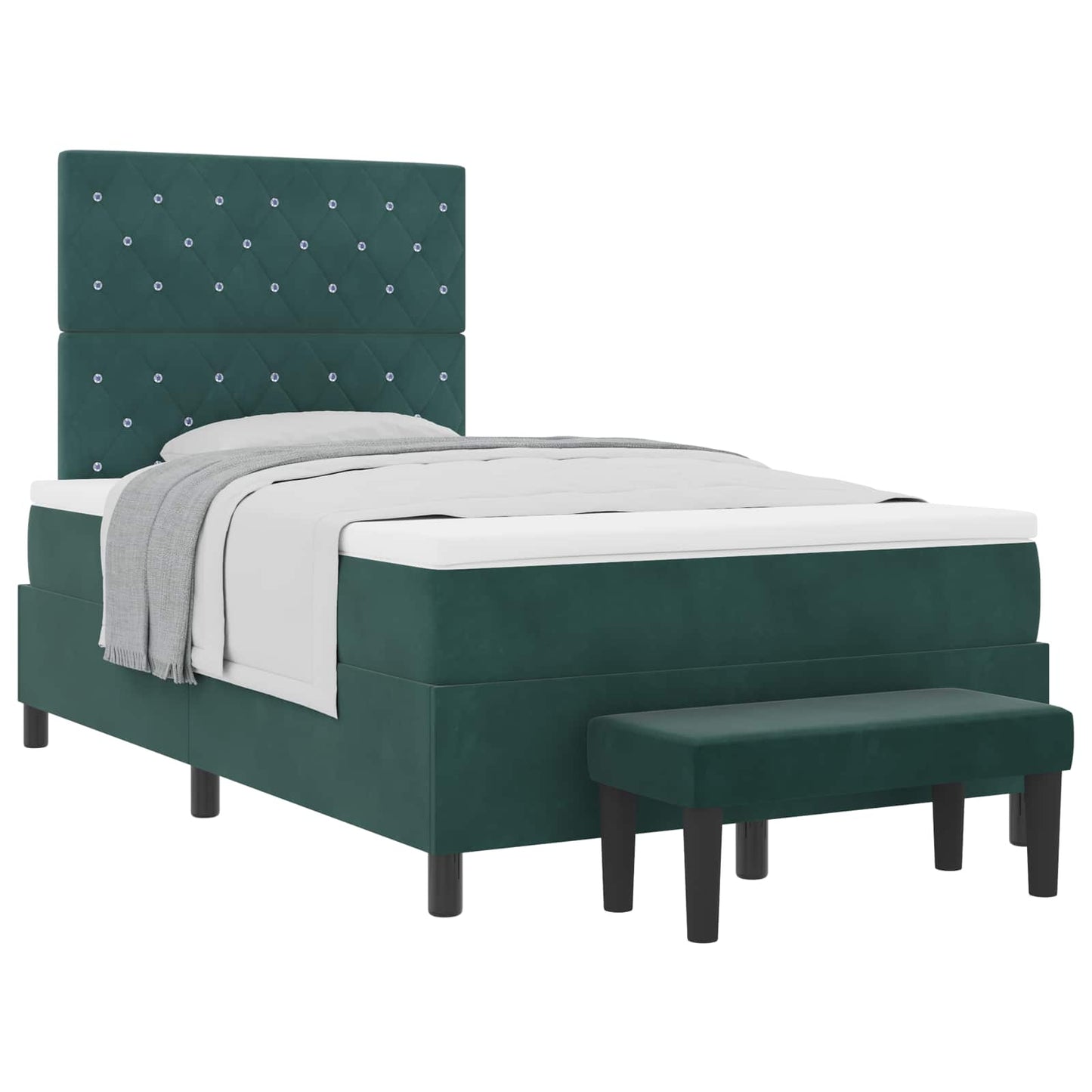 Postel S Boxspringem S Čelo Tmavě Zelená 200 X 120 Cm Samet
