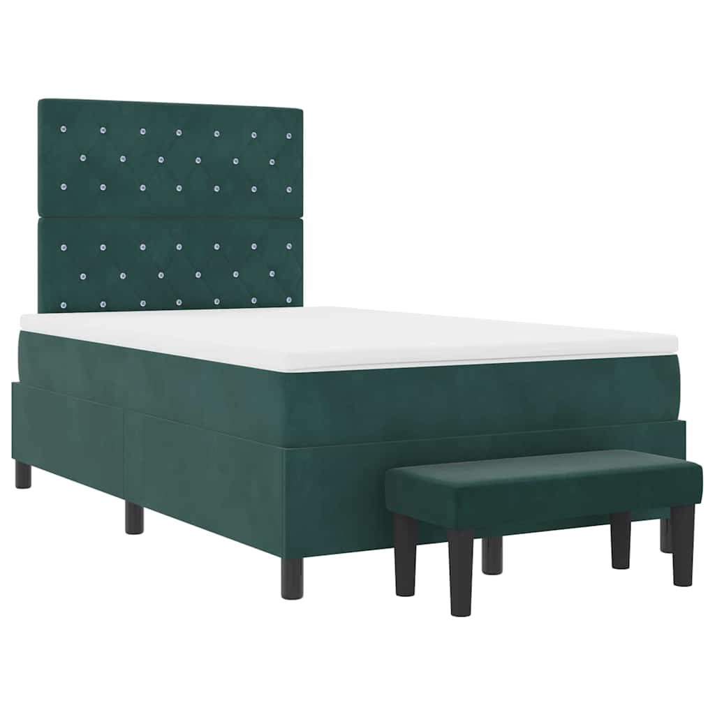 Postel S Boxspringem S Čelo Tmavě Zelená 200 X 120 Cm Samet
