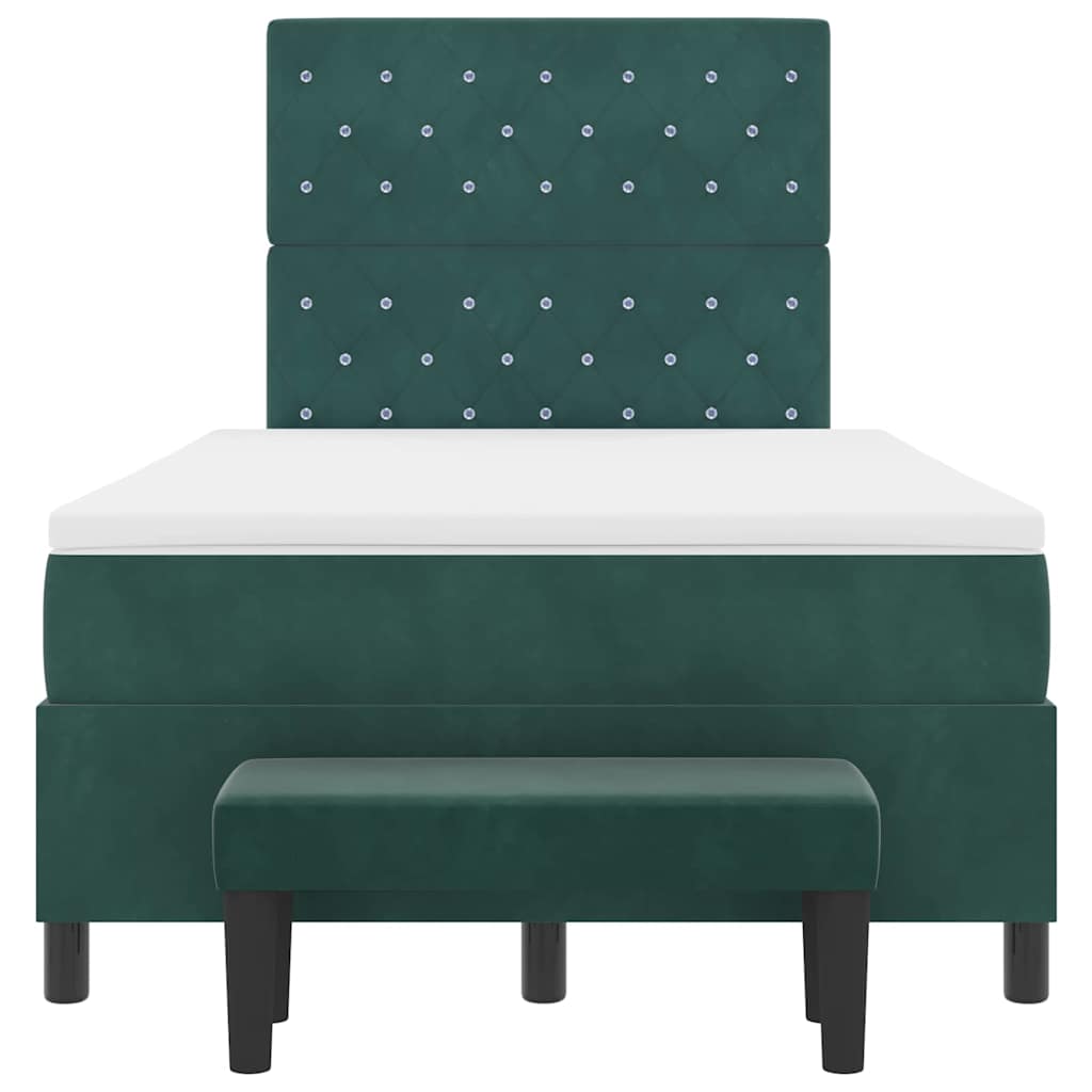 Postel S Boxspringem S Čelo Tmavě Zelená 200 X 120 Cm Samet