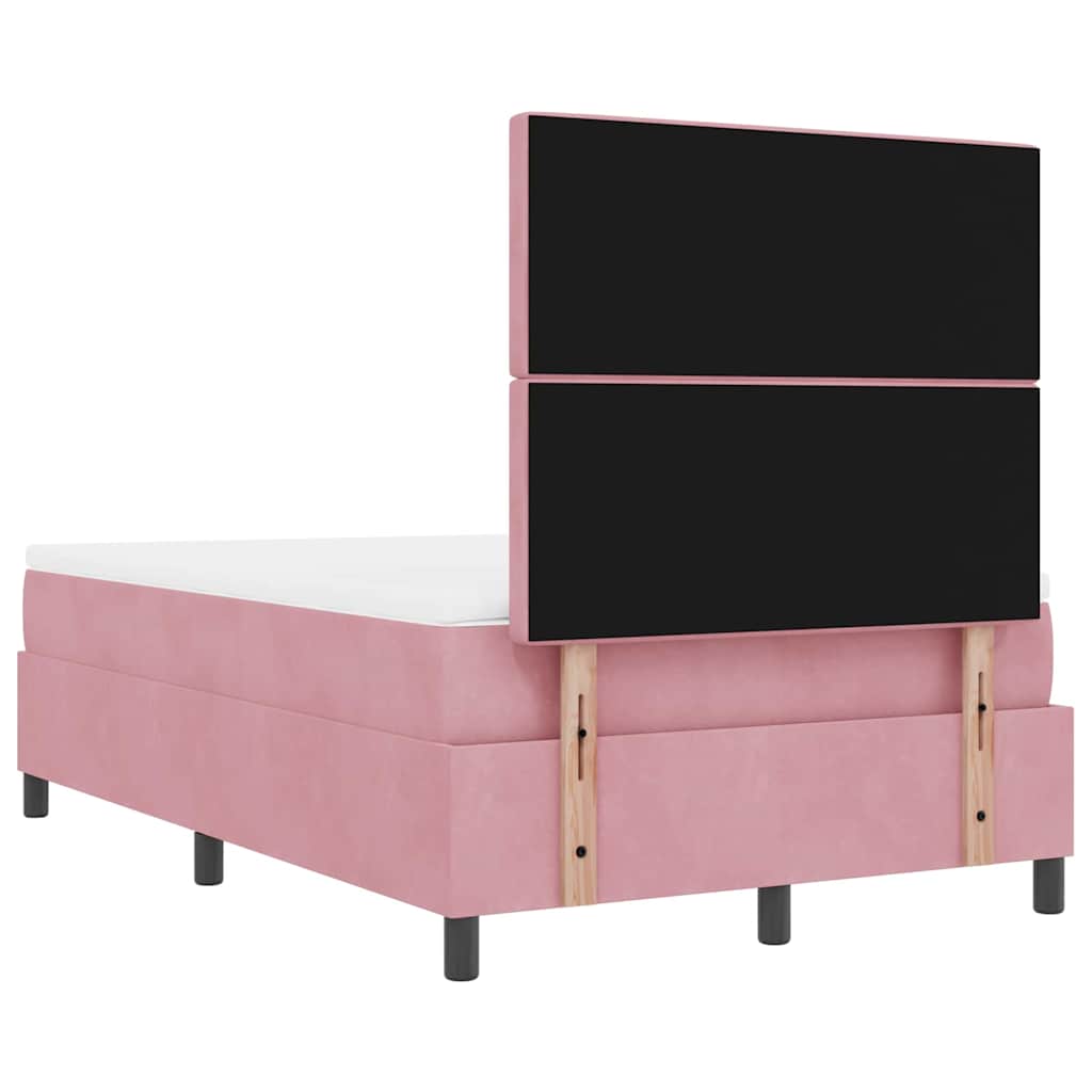 Postel S Boxspringem S Čelo Růžová 200 X 120 Cm Samet
