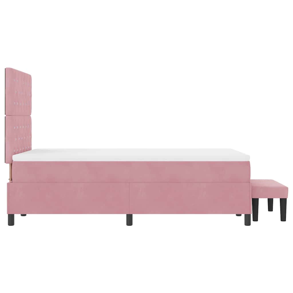 Postel S Boxspringem S Čelo Růžová 200 X 120 Cm Samet