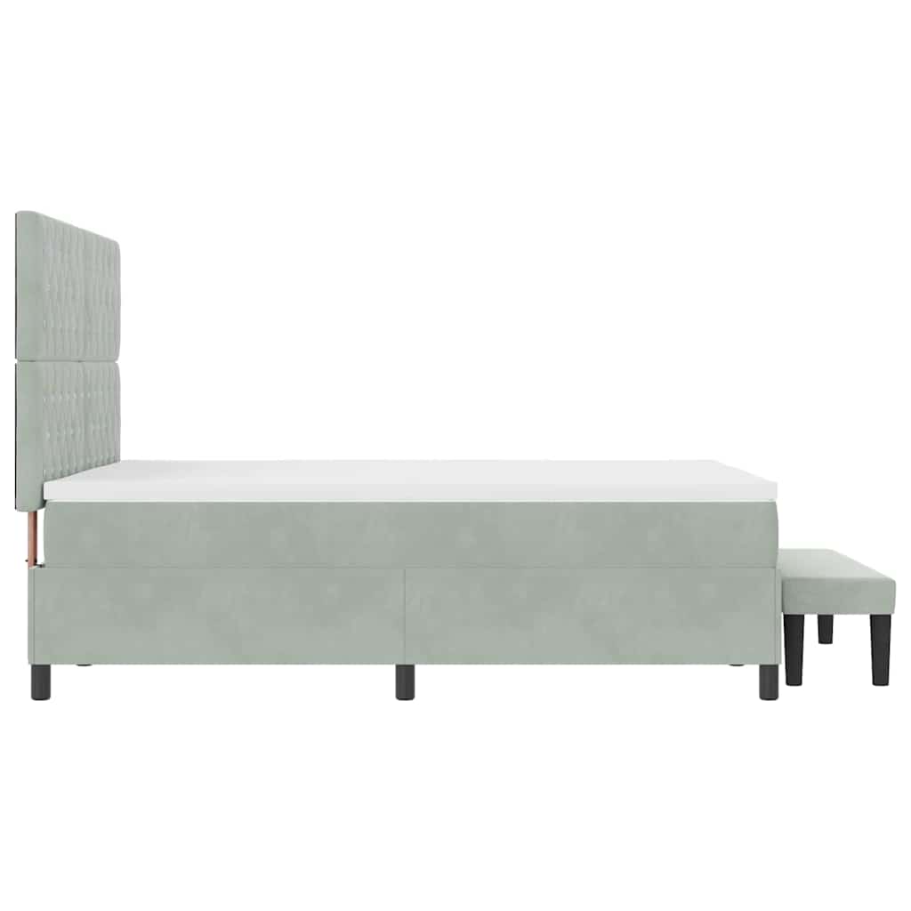Postel S Boxspringem S Čelo Světle Šedá 190 X 140 Cm Samet