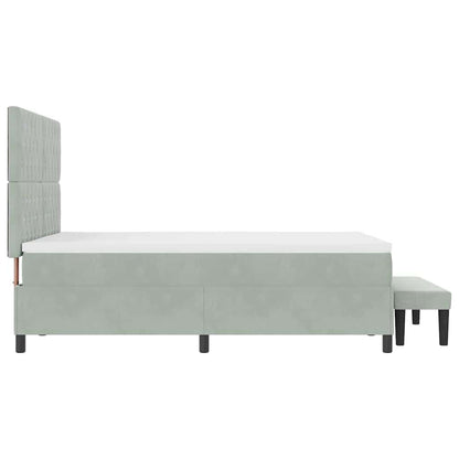Postel S Boxspringem S Čelo Světle Šedá 190 X 140 Cm Samet